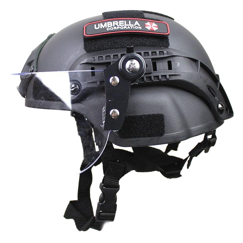 Casco de versión móvil MICH2000 + máscara protectora antidisturbios transparente patrulla casco táctico CS cara anti-golpe