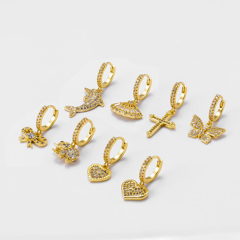 1 Piece Quantity Fashion Butterfly Bow Knot Copper Plating Inlay Zircon Ear Studs 1 Piece