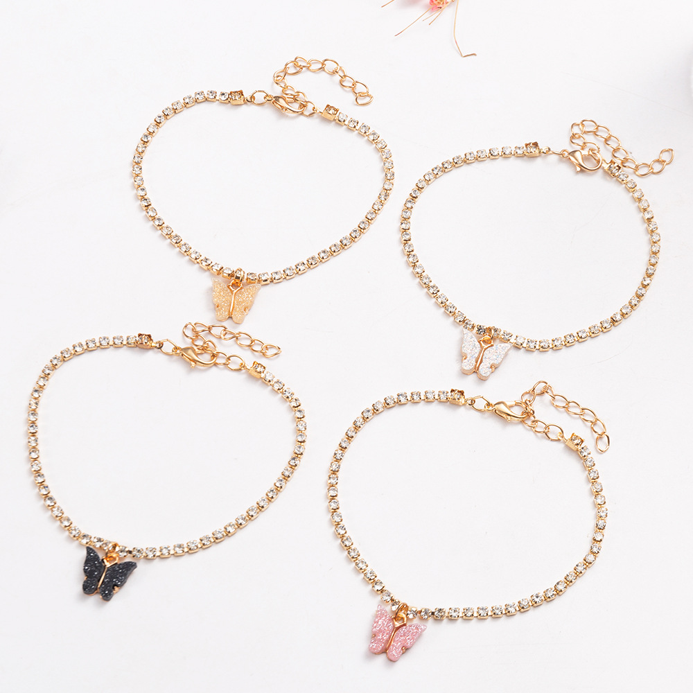 Womenu0027S Fashion Simple Style Geometric Butterfly Alloy Anklet Plating Artificial Rhinestones