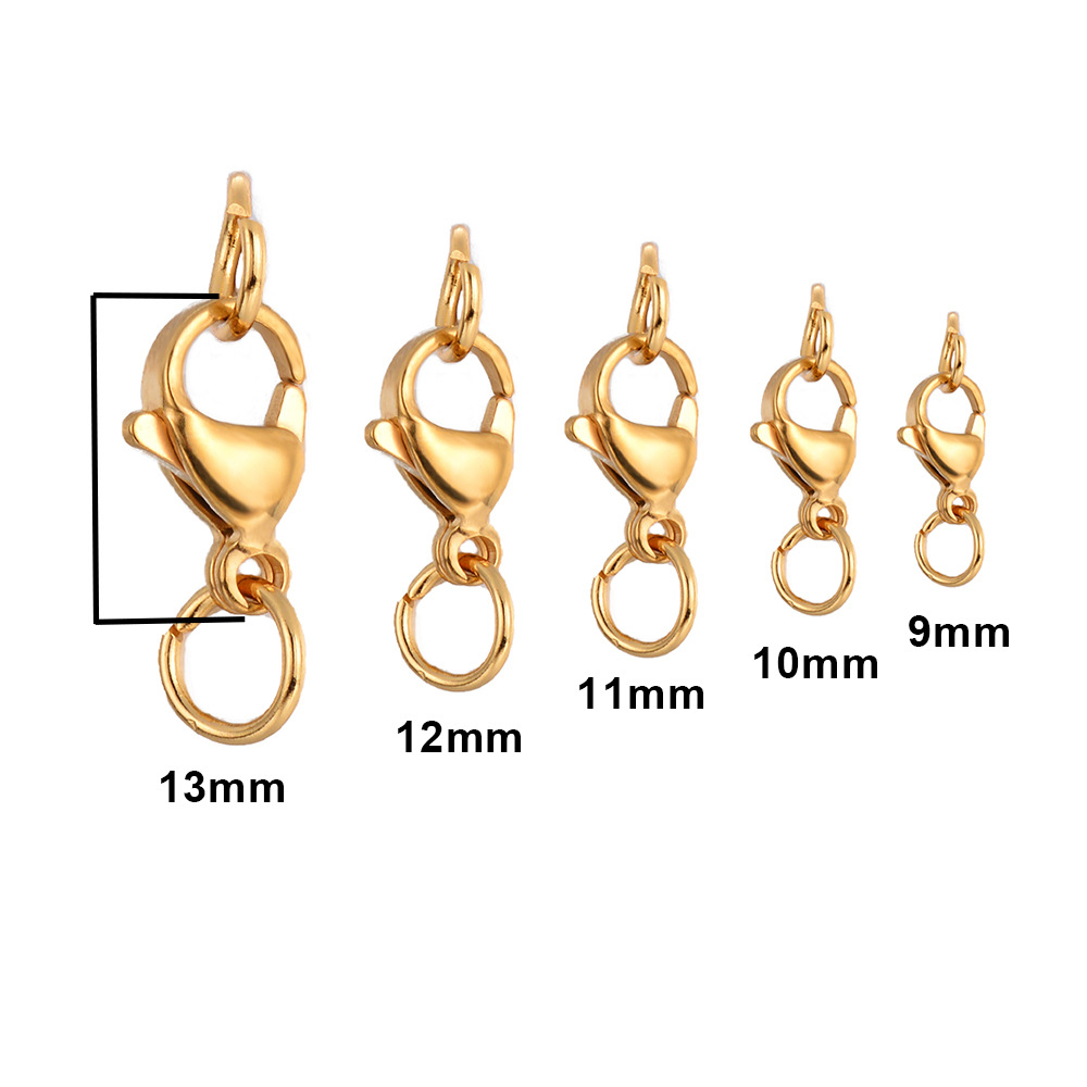 11g Weight 0.03µm-0.05µm Gold Plating Thickness 10 PCS/Package 15mm Diameter 9mm 216 Stainless Steel Geometric Lobster Clasp