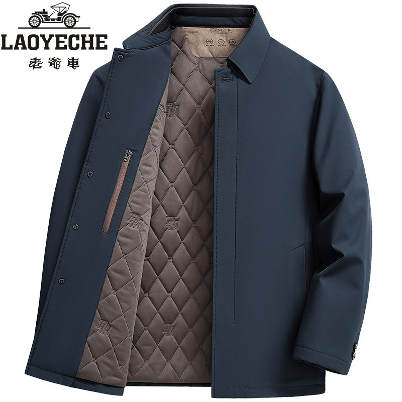 老爷车中老年爸爸装棉服男士棉衣夹克外套秋冬款宽松夹棉加厚棉袄