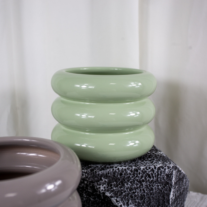 Cross-Border Customized Creative Cream-Style Ceramic Flower Pots, High-End Household Succulent Pothos and Butterfly Orchid Flower Pots