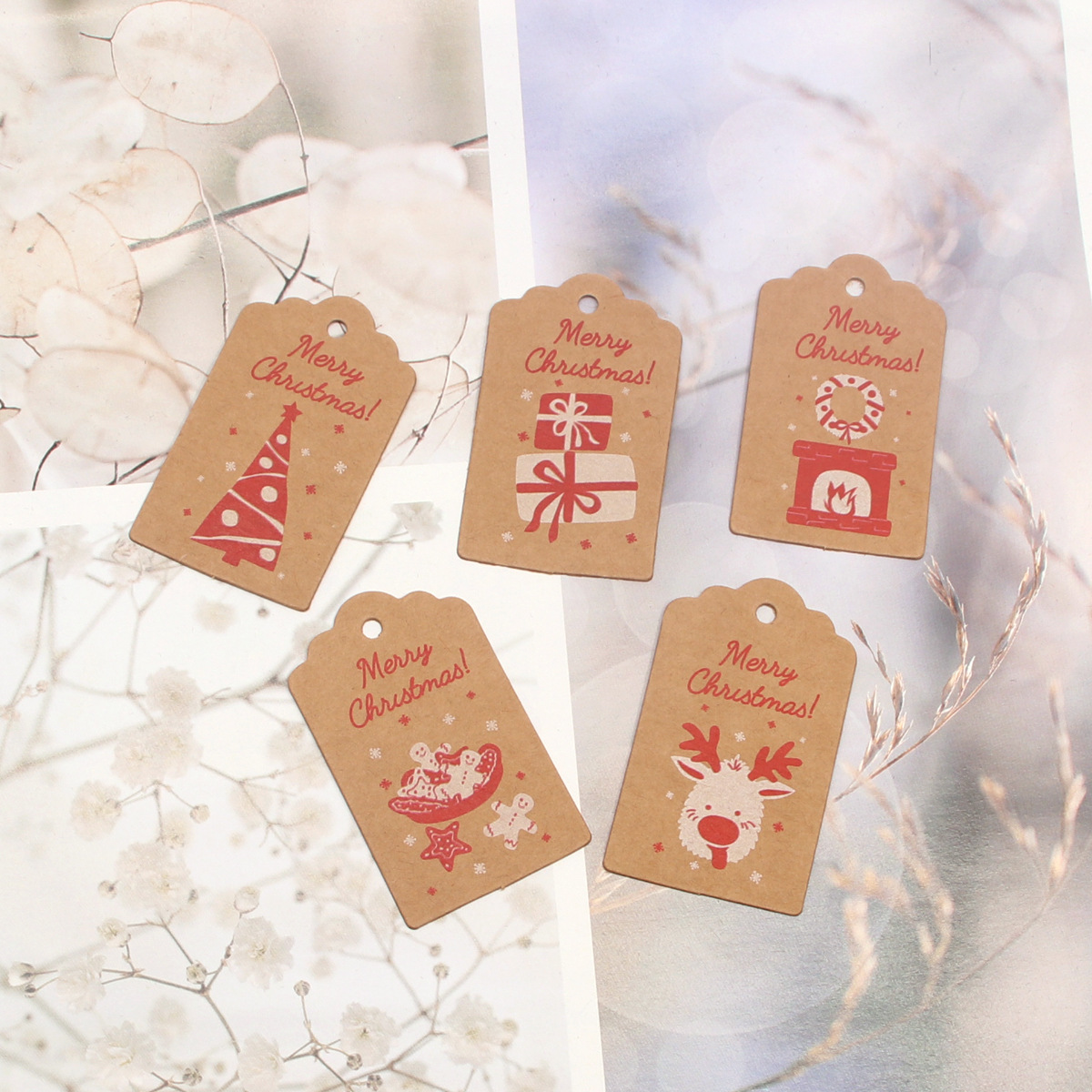 70g Weight Earring Card Jewelry Making Type Jewelry Packaging Cards Classification 100 PCS/Package Quantity Christmas Festival Letter Pattern Cute, Simple Style Style 100 PCS/Package Cute Simple Style Christmas Letter Jewelry Packaging Cards 4