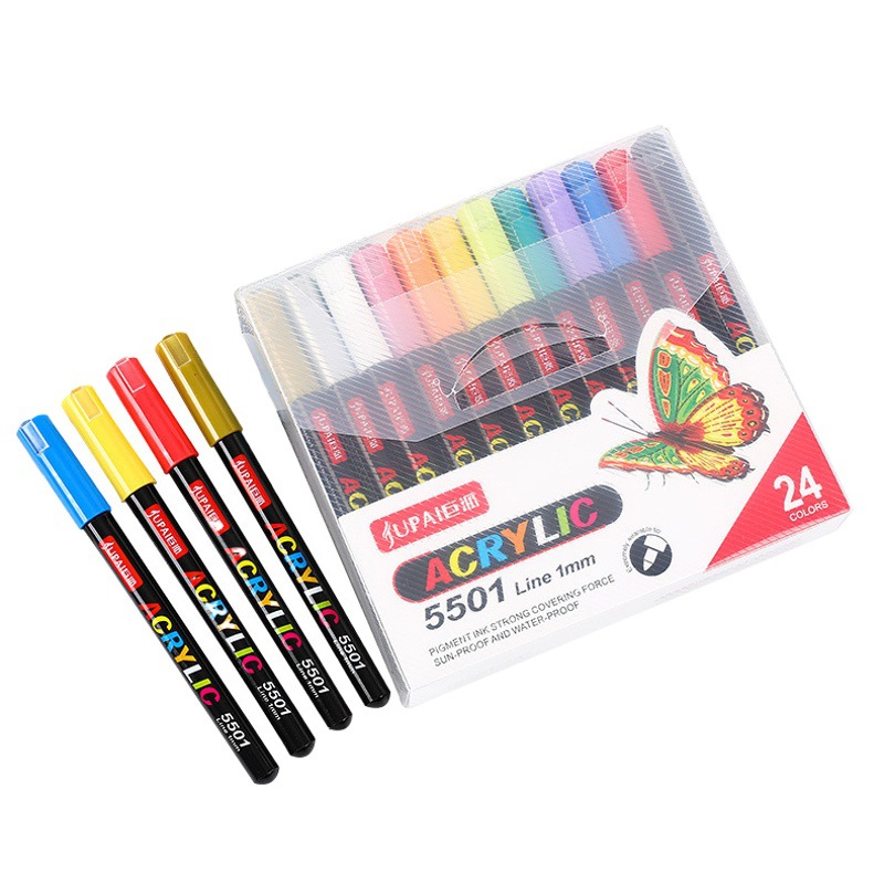 Pluma blanca pluma de gancho pluma marca de oro Pluma de acrílico de Alta Luz pluma de firma dorada pintada a mano arte destacado