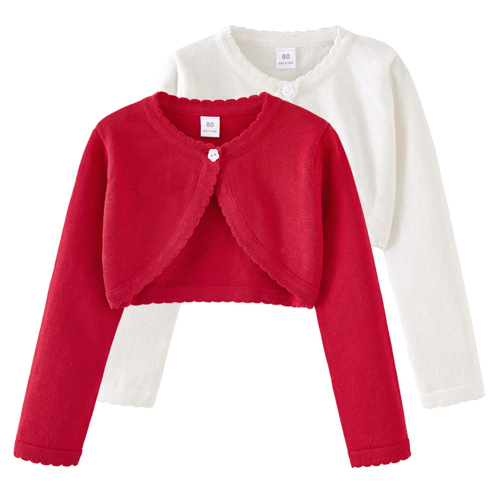 Venta al por mayor primavera y otoño estilo coreano niñas suéter chal abrigo verano niños delgados algodón de los niños un botón punto cardigan