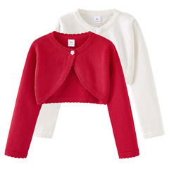 Wholesale Spring and Autumn Korean Style Girls' Sweater Cape Coat Summer Thin Middle and Small Children Pure Cotton Children One-Pin Knit Cardigan
