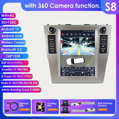 DVD Navigation, Android Car Bluetooth Vertical - with-360-camera-8128g-wifi4g-lte-version-7862-carplay-eight-core-97inch-suitable-for-06-11-toyota-camry