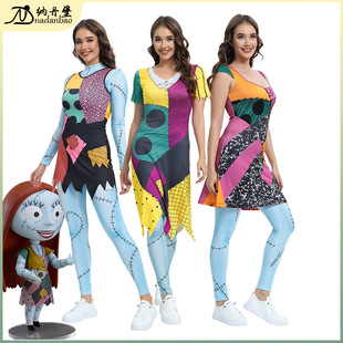 Halloween Costume Christmas Night Cry cos Sally dress Stacked Cosplay 3D Digital Print Costume