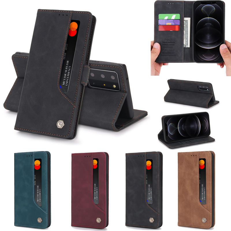 Suitable for Samsung S26 Magnetic Flip Cover Case S25Fe Mobile Phone Case A57 Matte Card-Inserting Wallet Leather Case A26