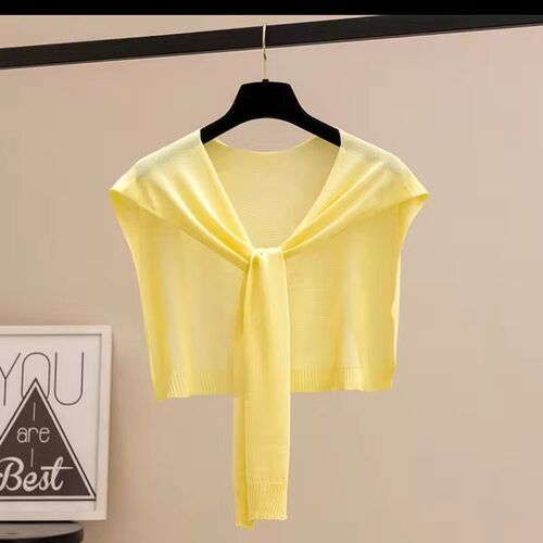 New Ice Silk Spring and Autumn Fashion Comfy Knit Shawl for Women, Korean Style, External Knot Multi-functional Decorative Cardigan Trend