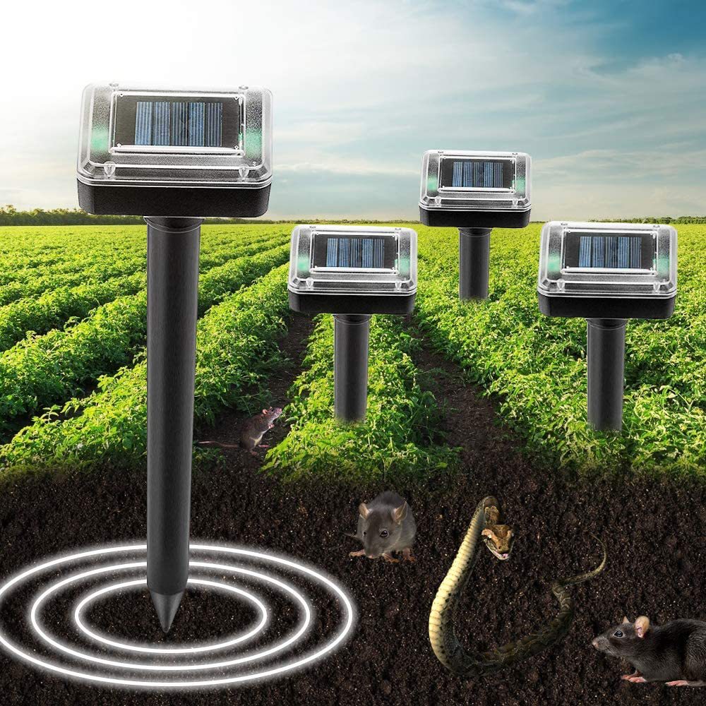 Ahuyentador de roedores con energía solar: dispositivo ultrasónico para ahuyentar pájaros y prevenir insectos/serpientes en exteriores.
