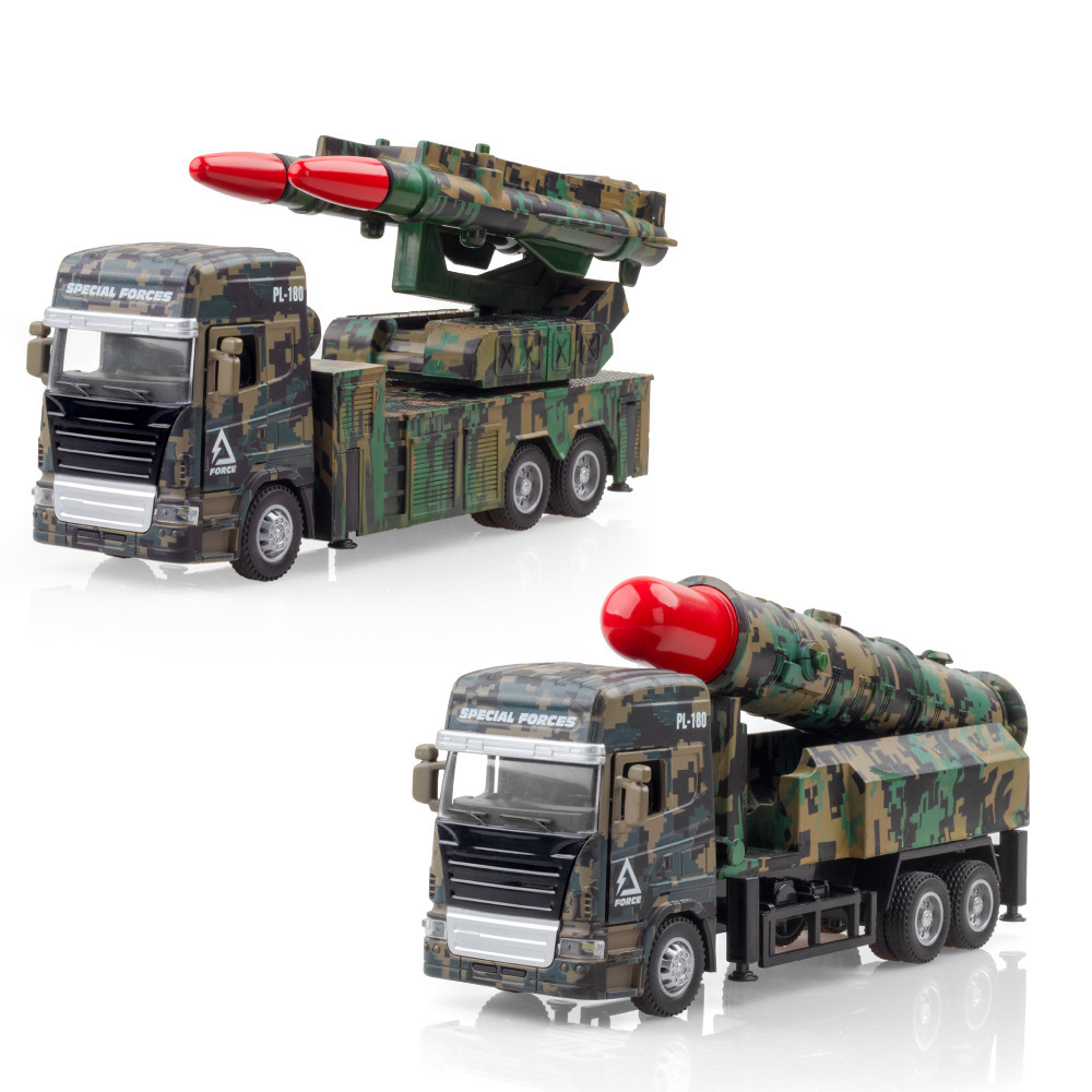 Aleación 1:32 cohete misil pistola militar sonido y luz Tire hacia atrás barril elevación juguete música modelo decoración colección