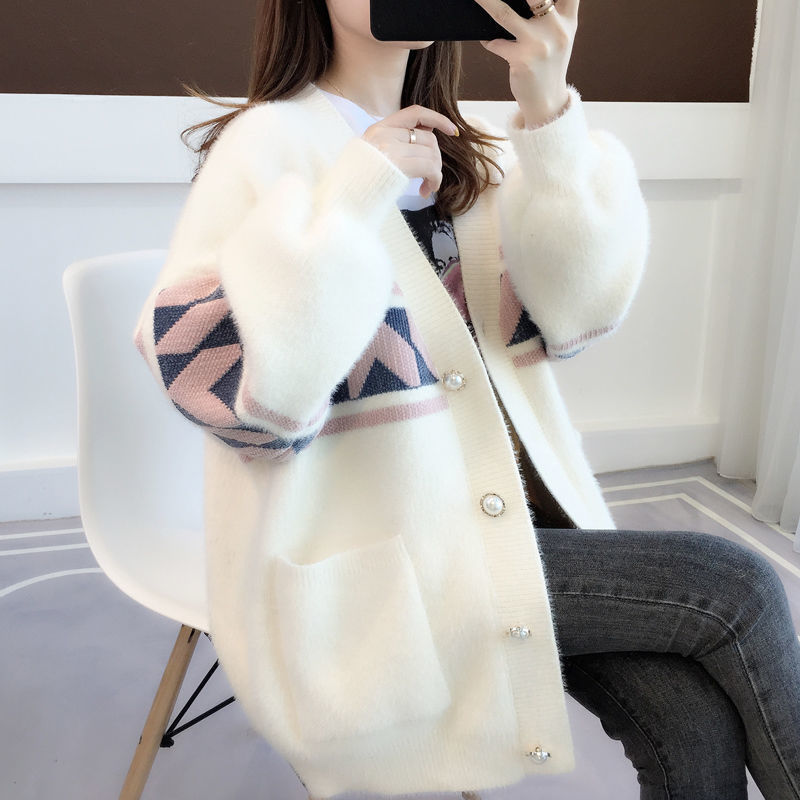 不起球雪尼尔水貂绒200斤毛衣外套针织开衫加厚大码女装胖mm宽松|undefined