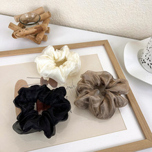 法式双层网纱大肠发圈女时尚感缎面扎头发橡皮筋皮筋头绳夏季头饰