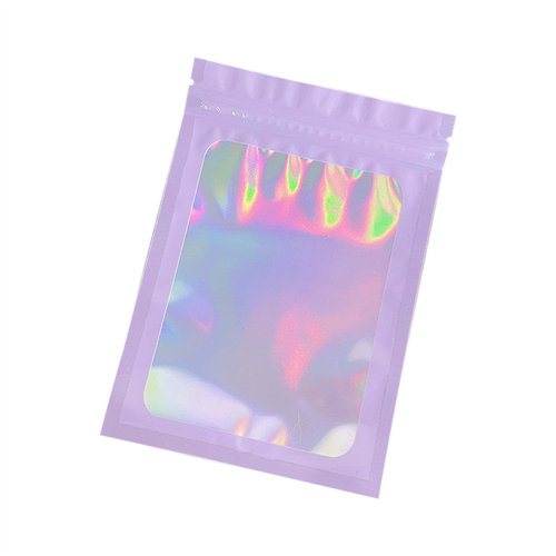 Laser colored ziplock bags for jewelry and cosmetics packaging bags, colorful plastic sealed bags, manicure packaging bags wholesale
