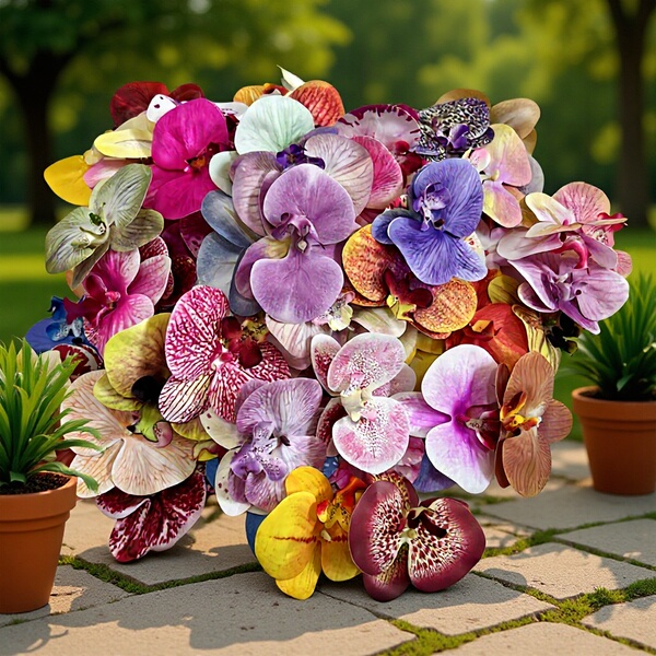 Phalaenopsis Orchid Head Simulated Flower Printed Film Flower…