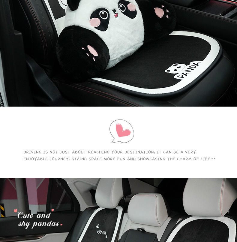 Stuffed Car Seat Cushion, High-End Cartoon Panda, Soft and Comfortable Car Seat Cushion, Autumn and Winter Warm Universal Seat Cover