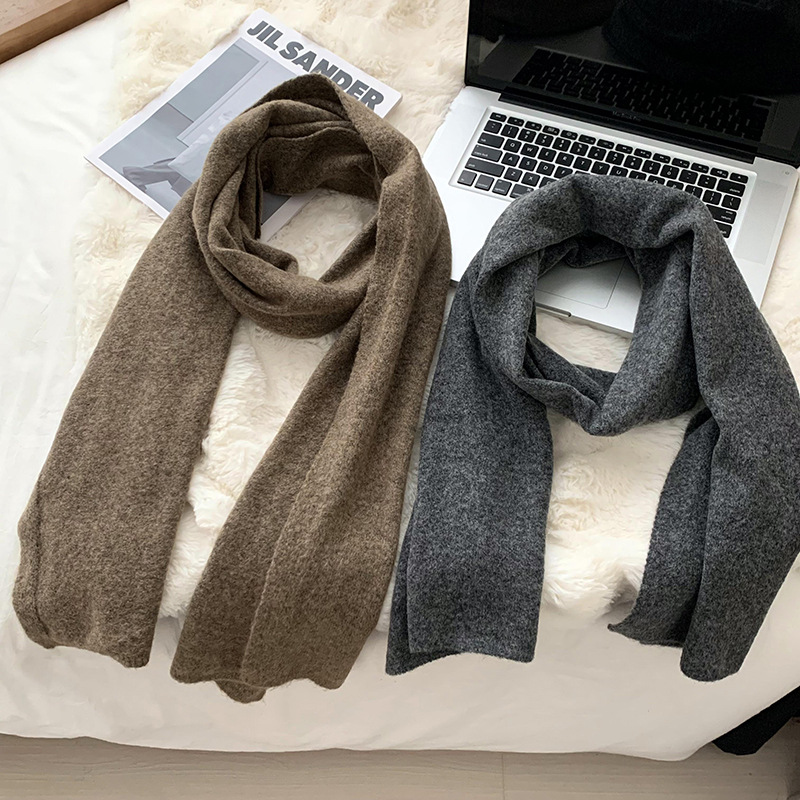 Nuevo otoño y invierno bufandas de punto de color sólido para mujeres coreanas simple versátil grueso caliente estudiantes parejas de cuello buñuelo