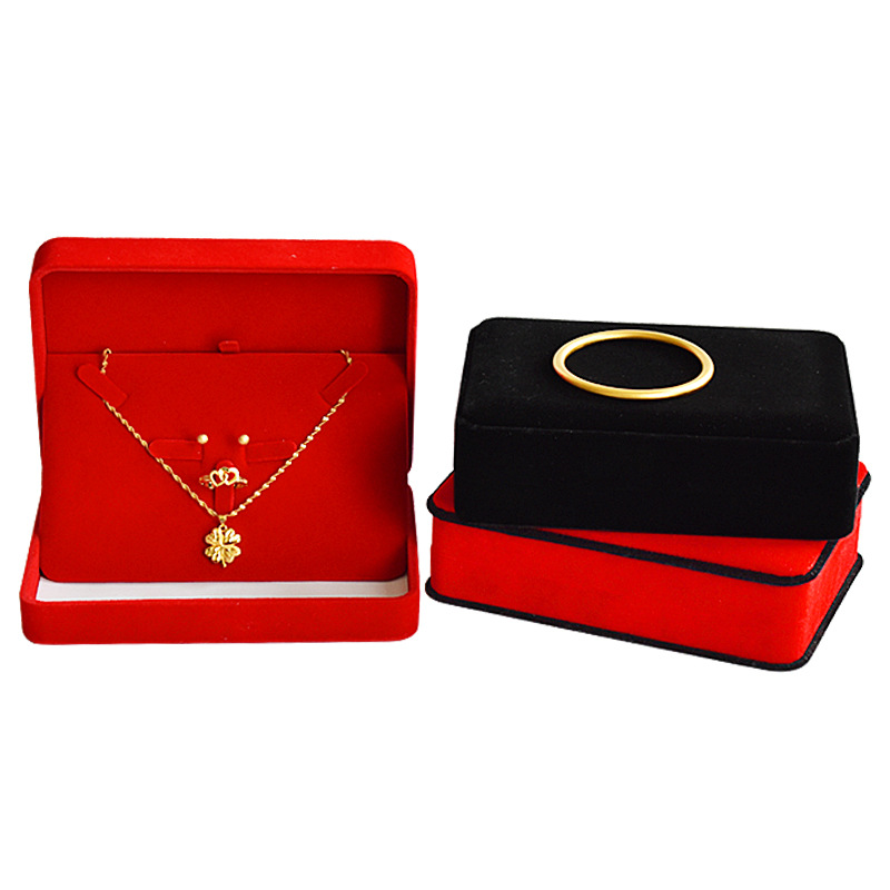 卸売りのフランネルのアクセサリーのセットの箱の指輪のネックレスのピアスのプレゼントの箱のアクセサリーの3つのセットの収納箱の工場は卸売りします。