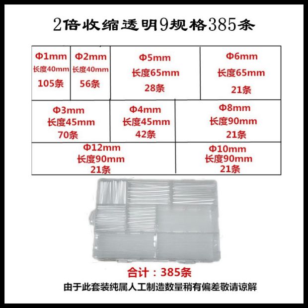 Tubo termorretráctil en caja conjunto de combinación de bricolaje para el hogar cinta eléctrica aislamiento carcasa retráctil protección del medio ambiente impermeable retardante de llama