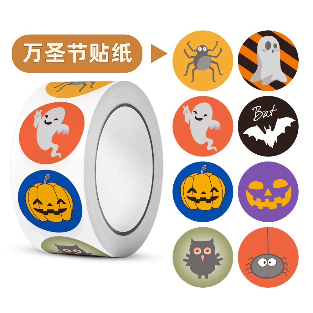500 наклеек в рулоне, наклейки на Хэллоуин для детского декора, планировщика, багажа, компьютера, оптом в наличии