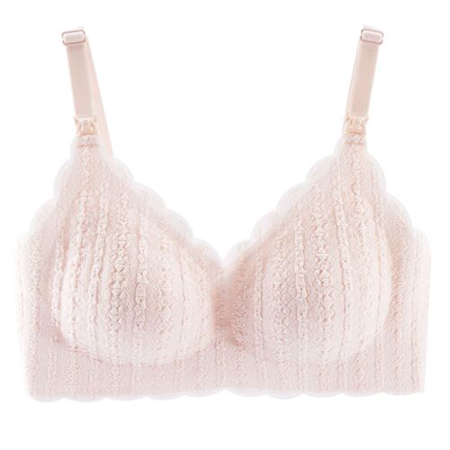 Breastfeeding lingerie high-end non-sagging shaping thin model large breast shows small one-piece shell pattern maternity bra with top snap