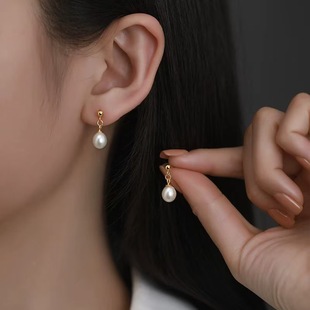 Doudou rice earrings S925 silver needle natural freshwater pearl earrings niche high sense earrings new wholesale