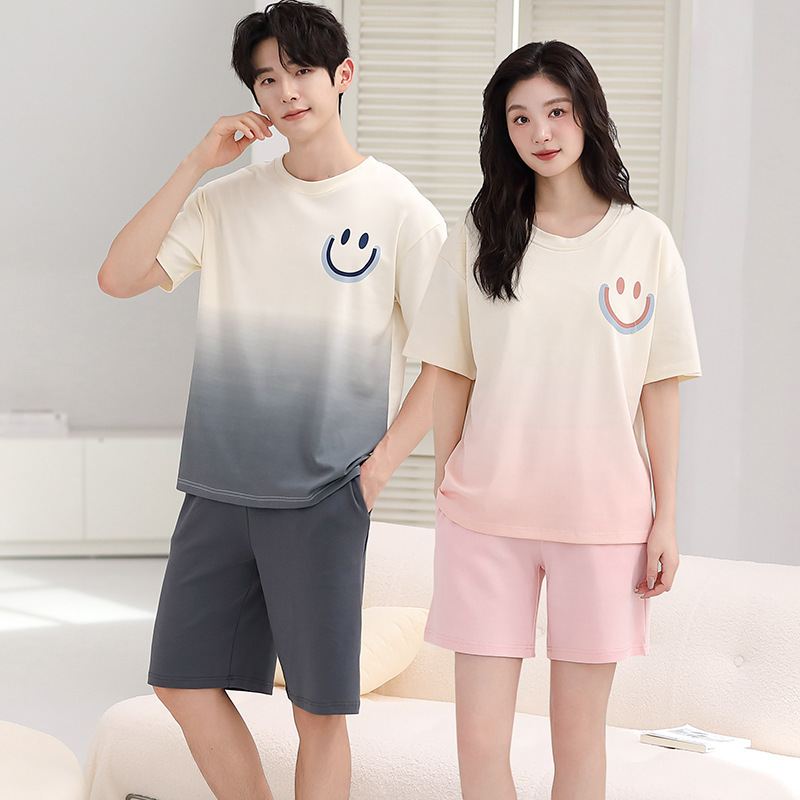 Short Sleeve Shorts Pullover Pure Cotton Pajamas Women's Summer Cute Fashionable Loose Casual Spring and Autumn Outwear Couple Pajamas