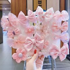 韓国の子供のヘアピンのネットの糸のかわいい赤ちゃんのクリップの女の子の蝶結びの花は髪のカードの王女の頭飾りを傷つけません。