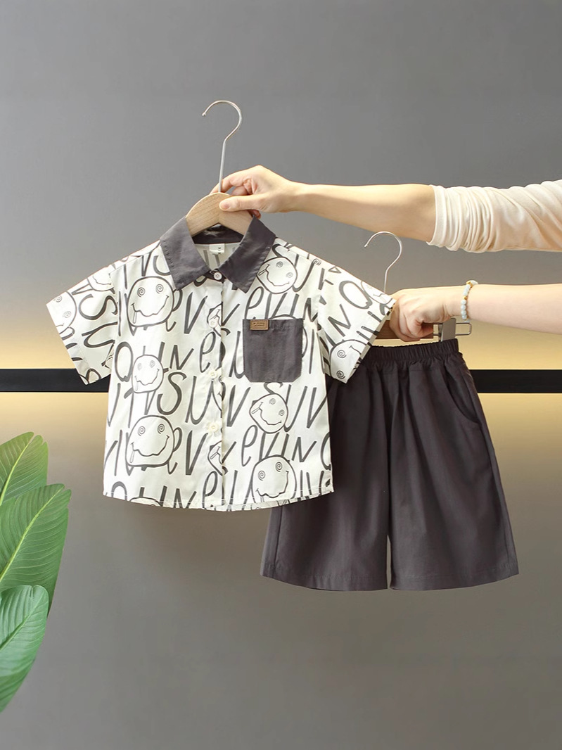 Conjunto de Verano para Niños 7869, Estilo 2026, Conjunto de Tres Piezas de Manga Corta para Niños y Niñas