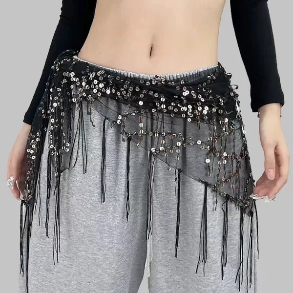 New Internet Celebrant Jazz Dance Hip Towel Hip Dance Waist Chain Hip Towel Accessories Sequins Triangle Towel Tassel Belt Waist Towel All-match