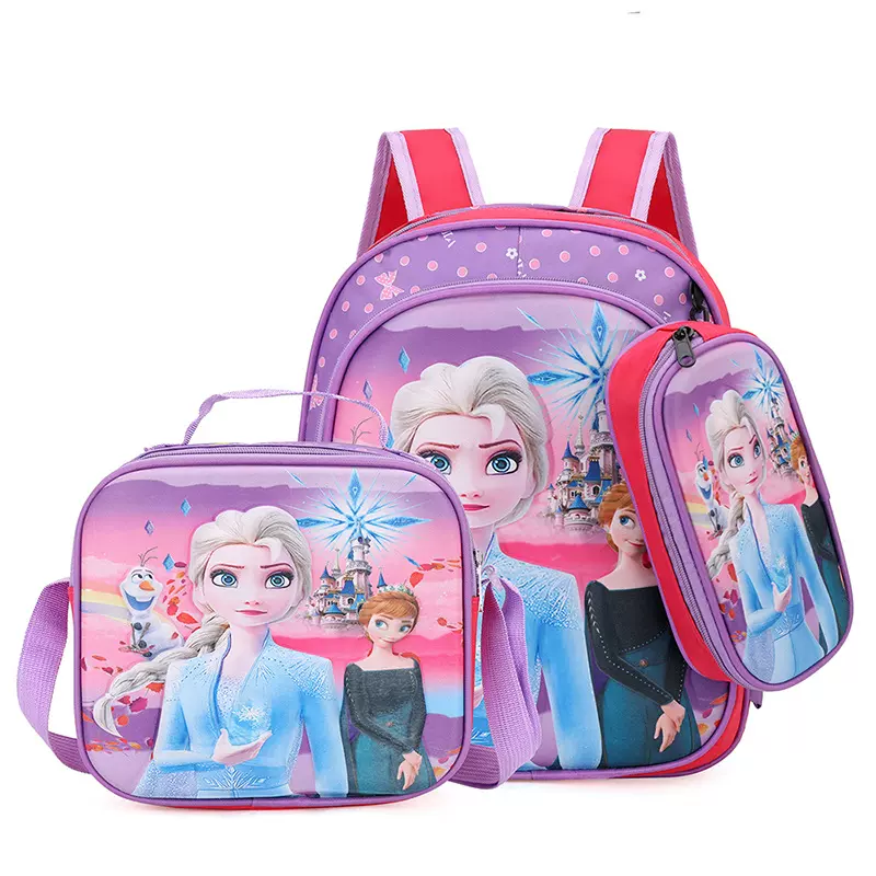 南美牛津布儿童书包14寸3D卡通三件套EVA涤纶双肩包减负背包女孩