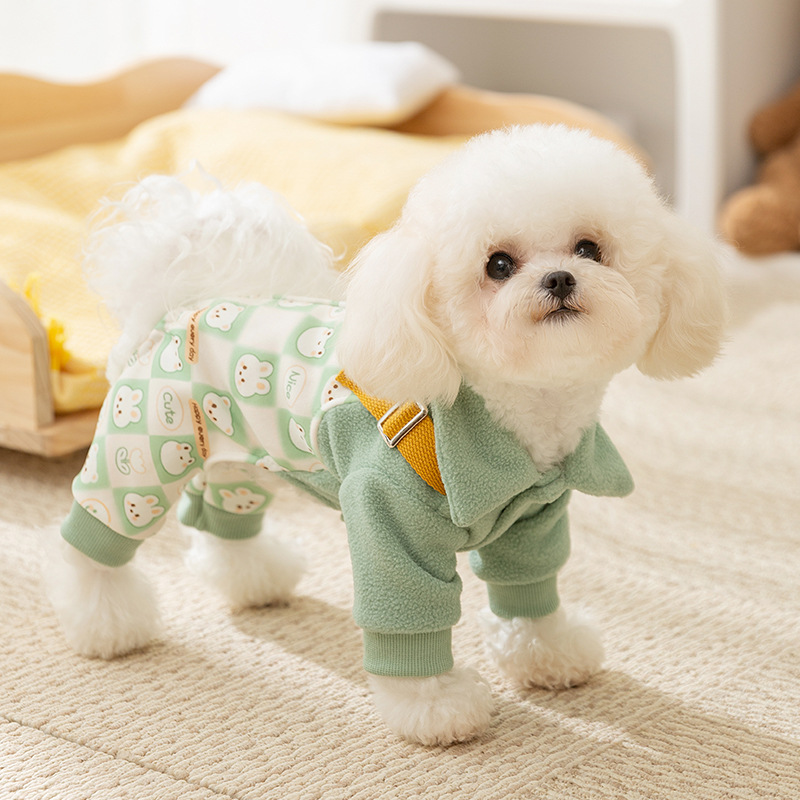 Otoño y invierno perros gruesos calentadores lindos osos cuadrangulares pantalones de algodón gato Teddy Bear ropa de mascotas