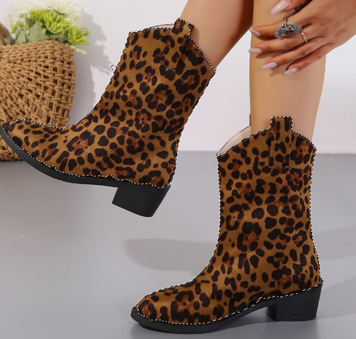 Women's Casual Leopard Round Toe Martin Boots display picture 9