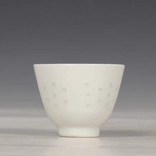 景德镇素胎白胎玲珑三缸盅 小瓷杯 茶杯 纯白色老款复古出口陶瓷