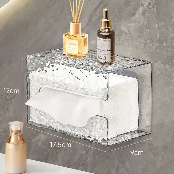 High-Looking Glacier Pattern Punch-Free Storage Box, Light Luxury Wall-Mounted Tissue Box, Household Traceless Kitchen Upside-Down Tissue Box