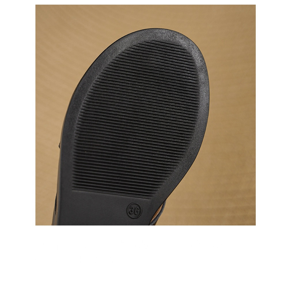 Dép sandal nữ mũi nhọn da bò quai chữ v gót thấp — màu be chi tiết 20