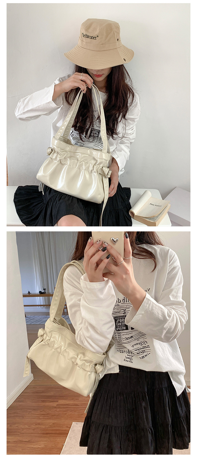 Borsa tote in morbida pelle per pendolari, grande capacità, da donna, versione coreana di nicchia, nuova borsa plissettata estiva da donna, singola_voghion.com