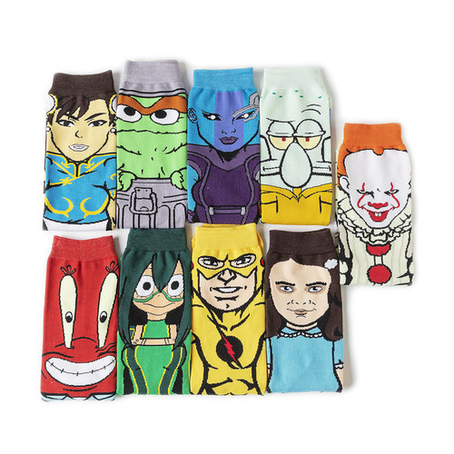 Cotton cartoon pattern mid-calf men's and women's long socks anime trendy cross-border socks personalized Instagram fashionable socks manufacturer cotton socks