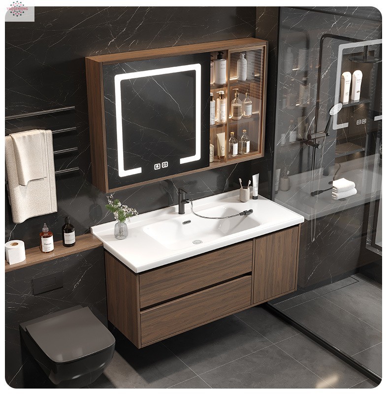 Peach-wood ceramic integrated basin, washbasin, bathroom, washstand, washbasin cabinet combination, smart bathroom cabinet set undefined