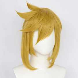 塞尔达传说 王国之泪林克 cosplay动漫假发金黄色翘边造型小马尾