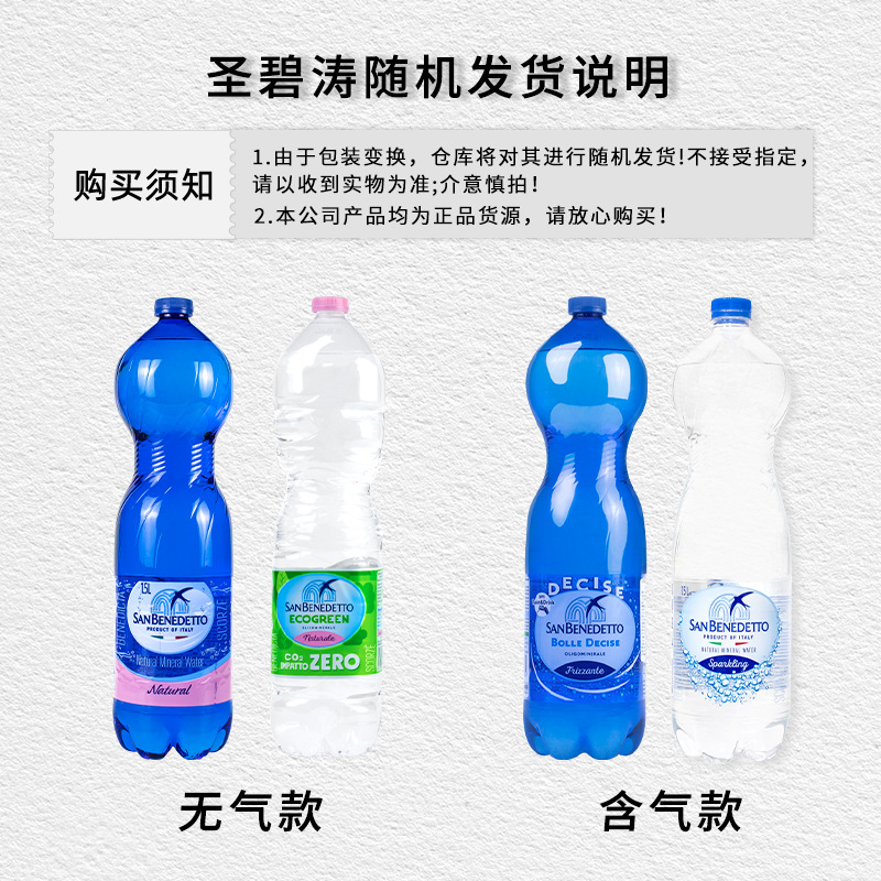 SanBenedetto Italian Sparkling Mineral Water 1.5L*6 Bottles, Imported from Italy