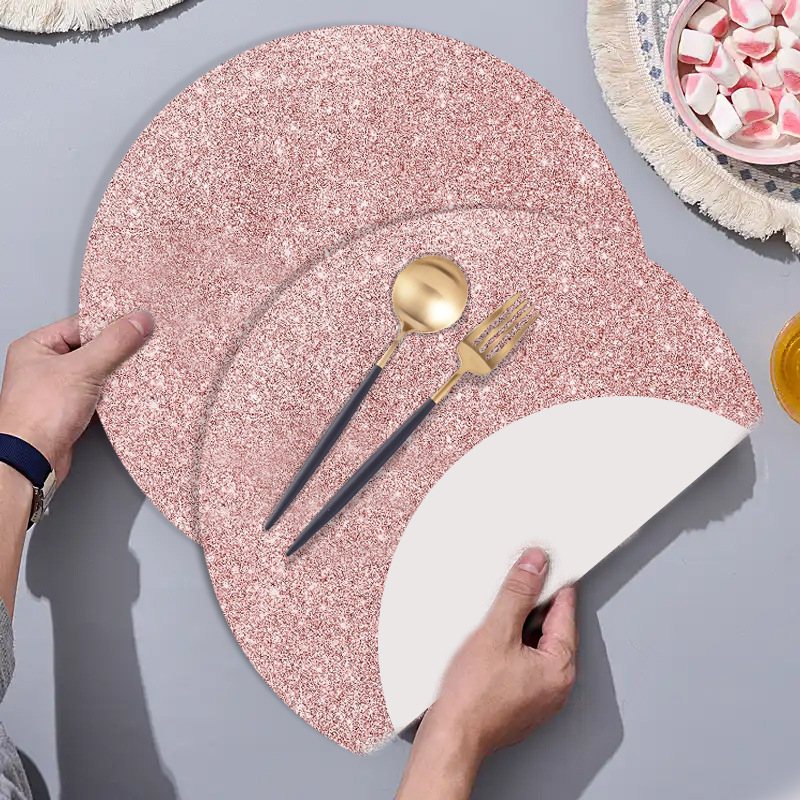 玫瑰色金葱餐垫