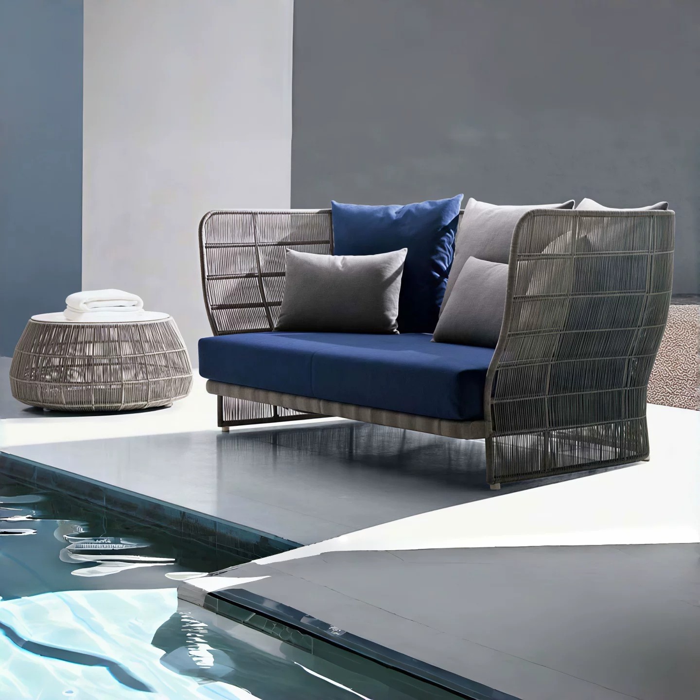 Outdoor sofa set, suitable for patios, gardens, terraces, resorts, and community clubs; leisure rattan furniture