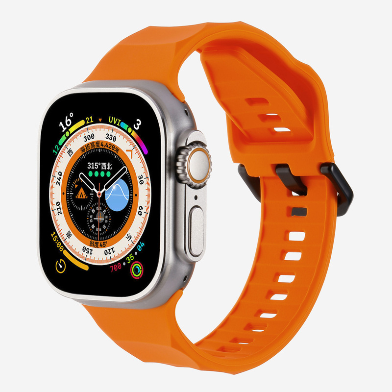 For Apple Watch Strap iwatch ultra2 Corrugated Silicone Solid Color Sport Strap Smart Watch Wristband