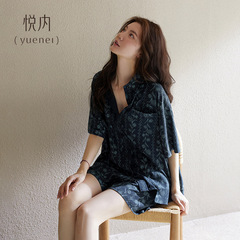 悦内の古いお金のパジャマの女性の夏の半袖の半ズボンの純綿の家の服のカジュアルなファッションはスーツを着ることができます。