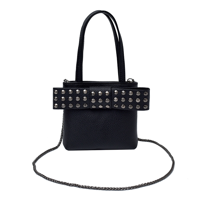 Bolso de textura transfronteriza 2025 nuevo bolso de cadena retro bowknot bandolera moda remache bandolera
