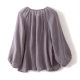 Real Shot New Style High Branch Encryption Ramie Seven-point Sleeve Round Neck Shirt Women's Loose Shirt