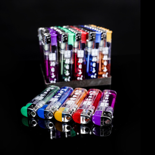 Factory wholesale 606 disposable plastic electronic lighter transparent general supermarket home use large size can be printed