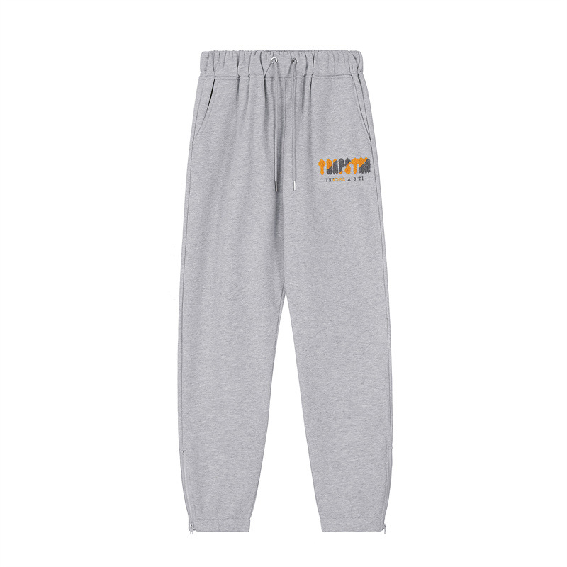 Marca de moda europea y americana Trapstar amarillo gris toalla bordado forrado de lana hombres y mujeres pareja suéter pantalones de chándal traje casual